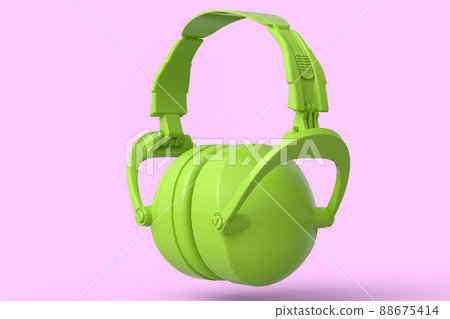 Protective earphones muffs isolated on a pink monochrome background 88675414