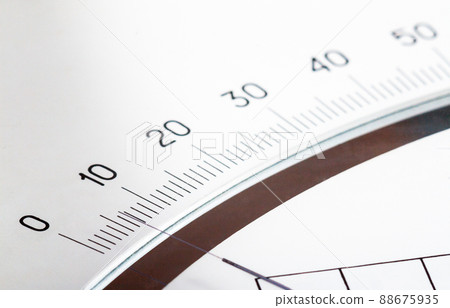 scale with an arrow on a white background. Device for measuring the strength of electric current. scale with an arrow on a white background. Device for measuring the strength of electric current. 88675935