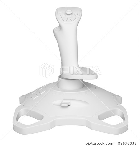Realistic joystick for flight simulator isolated on white monochrome background. 3D render of streaming gear for cloud gaming or gamer workspace concept 88676035