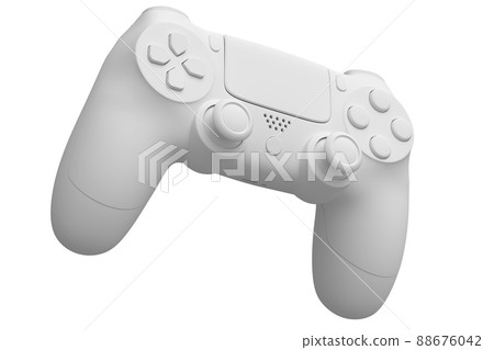 Realistic video game joystick on white monochrome background. 3D render of streaming gear for cloud gaming or concept of champion and winner awards 88676042