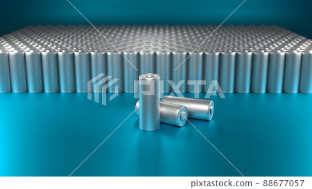 Lithium Battery concept - electrical power supply of rechargeable source - 3D illustration 88677057