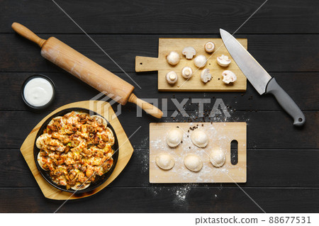 Recipe of meat and mushrooms dumplings baked in oven 88677531