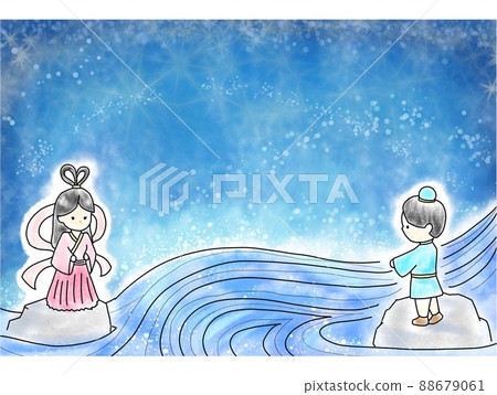 七夕:迷你角色織姬和彥星的重逢 七夕:迷你角色織姬和彥星的重逢 88679061
