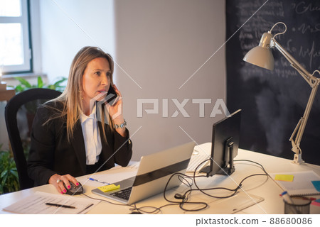 Portrait of female manager working in office Portrait of female manager working in office 88680086