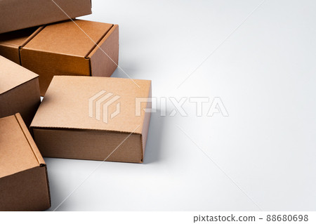Lot of cardboard boxes on white background Lot of cardboard boxes on white background 88680698