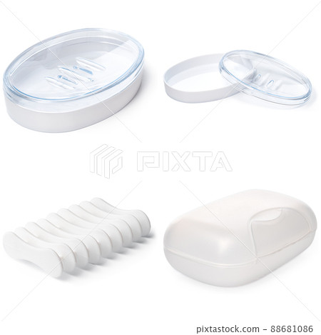 Plastic soap boxes on a white background Plastic soap boxes on a white background 88681086