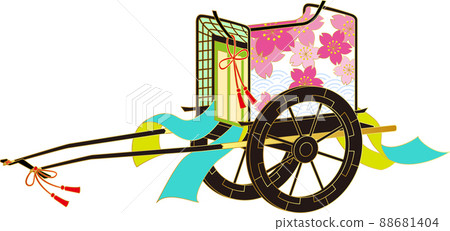 日本傳統圖案。櫻花圖案御書車 88681404