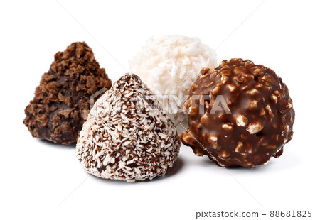 Chocolate candies sweets isolated on a white background Chocolate candies sweets isolated on a white background 88681825