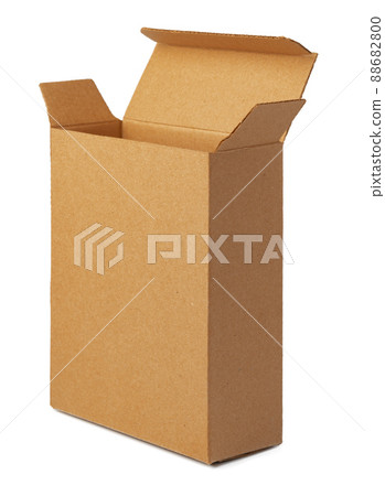 Open brown cardboard box isolated on white 88682800