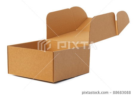Open brown cardboard box isolated on white Open brown cardboard box isolated on white 88683088