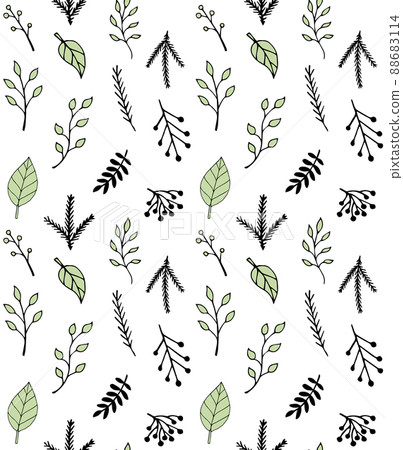 Vector seamless pattern of hand drawn leaves - Stock Illustration ...
