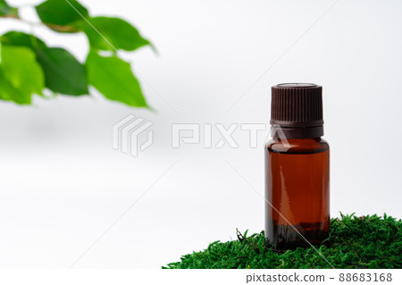 Cosmetics in a bottle, essential oil on moss 88683168