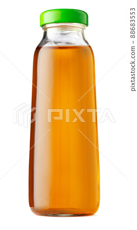 Small bottle of apple juice isolated on white. 88683553