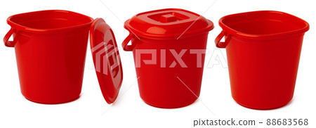 Plastic bucket with handle isolated on white background 88683568