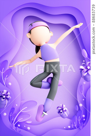 3D rendering of cute cartoon girl 88683739