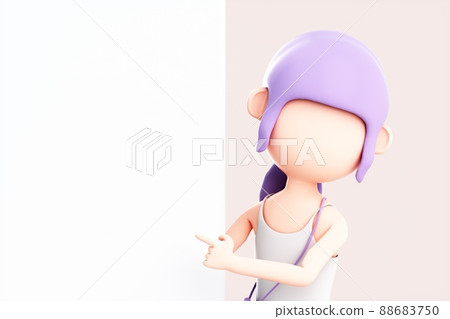 3D rendering of cute cartoon girl 3D rendering of cute cartoon girl 88683750