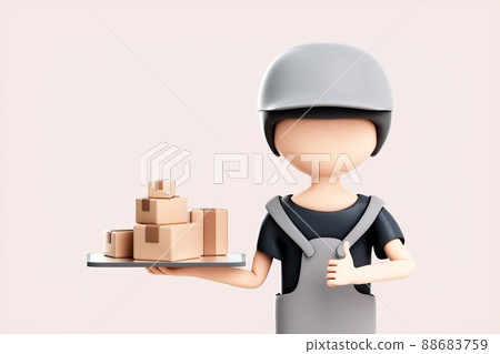 3D rendering of cute cartoon girl 3D rendering of cute cartoon girl 88683759