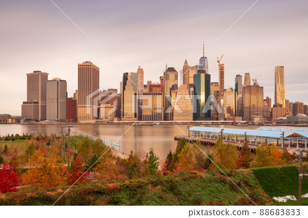New York City Skyline with Autumn Foliage 88683833