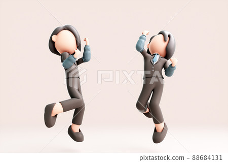 3D rendering of cute cartoon girl 88684131
