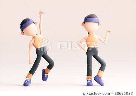 3D rendering of cute cartoon girl 88685087