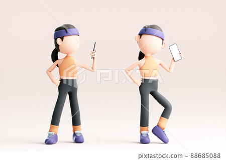 3D rendering of cute cartoon girl 88685088