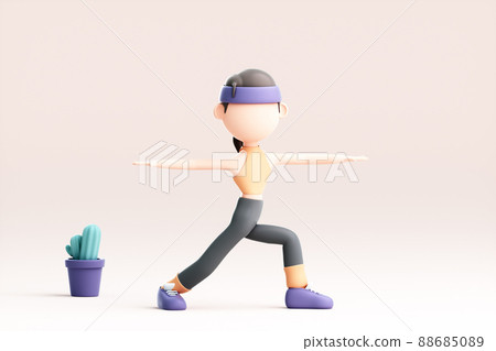 3D rendering of cute cartoon girl 88685089