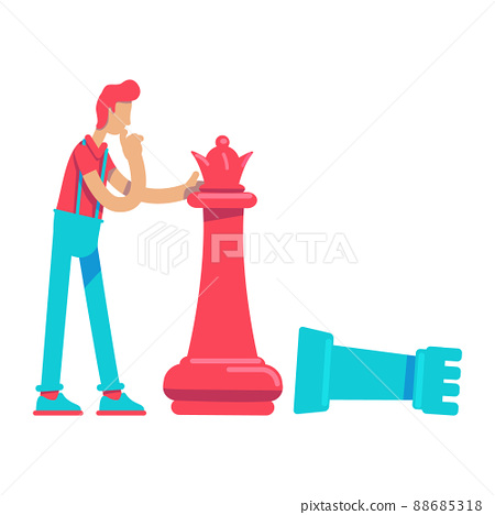 Flat cartoon funny chessplayer play chess Vector Image