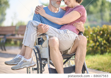 A couple in the park looking happy and romantic 88687563