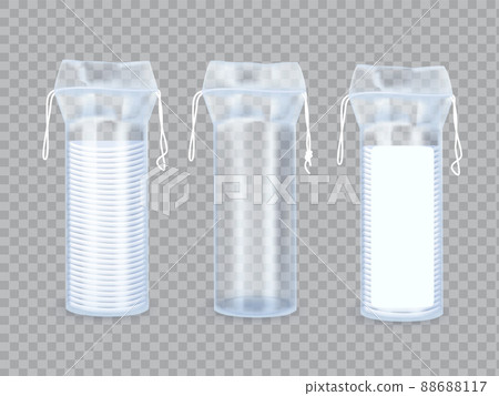 Realistic Cotton Pad Package with stack cotton pads and empty. Realistic Cotton Pad Package with stack cotton pads and empty. 88688117