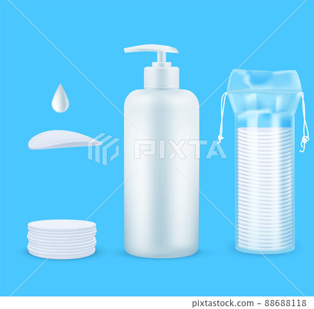 Facial skin care and makeup removal realistic set. Facial skin care and makeup removal realistic set. 88688118