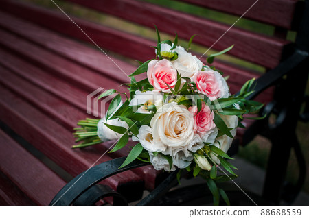 bridal bouquet of white and pink roses 88688559