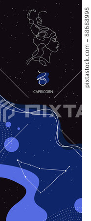 Zodiac background. Capricorn constellation. Vertical banner. Zodiac background. Capricorn constellation. Vertical banner. 88688998
