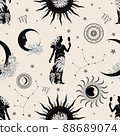 Zodiac constellation Virgo. Seamless pattern. The zodiac constellation Pisces. Seamless pattern. 88689074