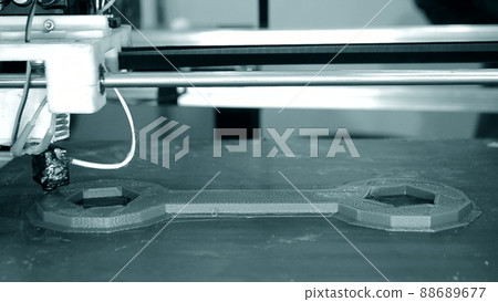 3D printer printing a model in the form of close-up. The concept modern 88689677