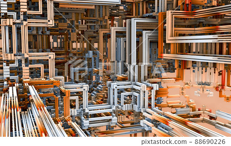 3D Illustration of a Beautiful infinite mathematical mandelbrot set fractal futuristic metalic structure 3D Illustration of a Beautiful infinite mathematical mandelbrot set fractal futuristic metalic structure 88690226