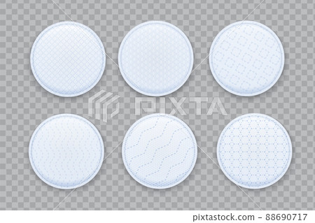 Realistic cotton pad set with different texture 88690717