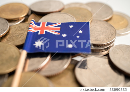 Stack of coins money with Australia flag, finance banking concept. 88690883