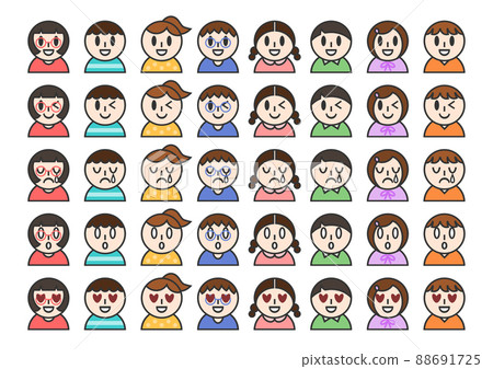 Facial expression icon illustration child set B color Facial expression icon illustration child set B color 88691725