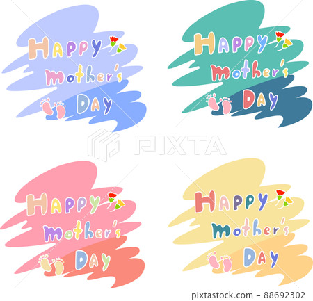 Happy Mother's Day Lettering Set. Mother's Day typegraphy Set. Mother's Day stamp with different color isolated by white background. Illustration, Vector, EPS10 88692302