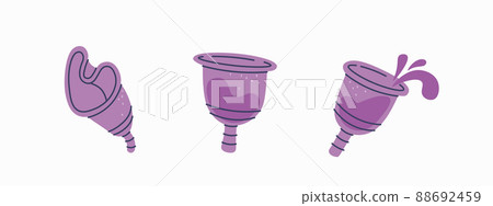 Menstrual cup for feminine hygiene. Isolated vector set. 88692459