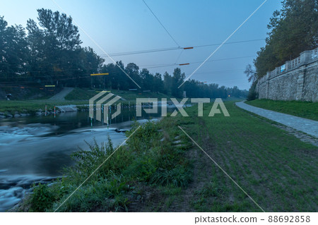 Riverbank of Ostravice in the early morning Ostrava, Czech Republic. Riverbank of Ostravice in the early morning Ostrava, Czech Republic. 88692858