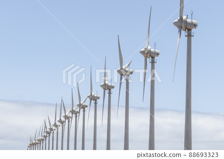 Wind turbine farm from clean energy in Gran Canaria, Spain. Wind power for electricity. ..renewable energy concept. 88693323