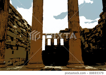 Temple Erechtheion with the famous porch of the caryatids instead of columns in the Acropolis Temple Erechtheion with the famous porch of the caryatids instead of columns in the Acropolis 88693379