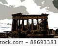 Parthenon against the background of the cloudy sky in the Acropolis. Athens, Greece 88693381