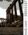 Temple Erechtheion with the famous porch of the caryatids instead of columns in the Acropolis 88693387