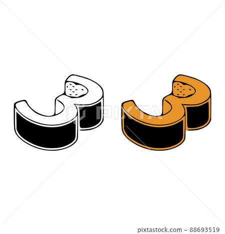 Isometric number 3 doodle vector illustration on white background. Number clip art. 88693519