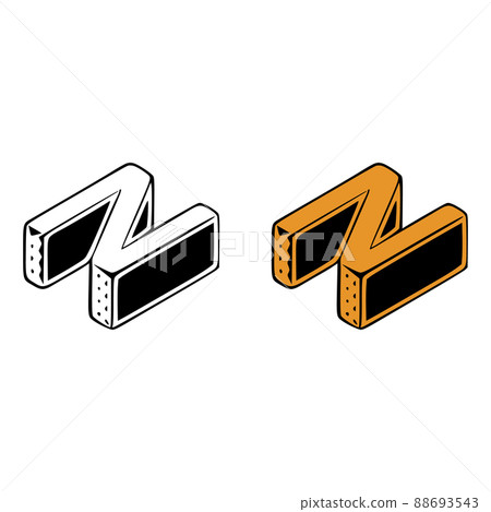 Isometric letter n doodle vector illustration on white background. Letters clip art. Isometric letter n doodle vector illustration on white background. Letters clip art. 88693543