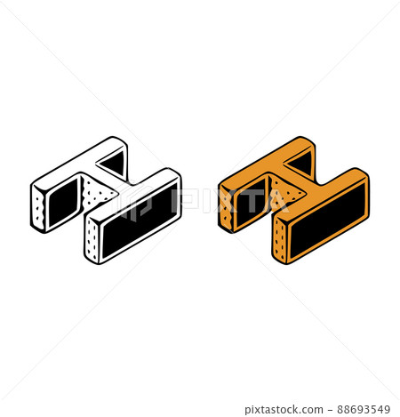 Isometric letter h doodle vector illustration on white background. Letters clip art. Isometric letter h doodle vector illustration on white background. Letters clip art. 88693549