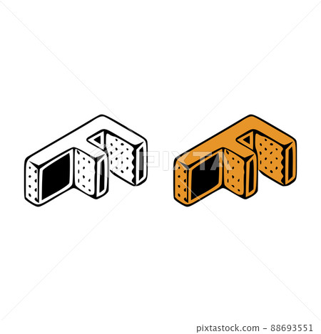Isometric letter f doodle vector illustration on white background. Letters clip art. Isometric letter f doodle vector illustration on white background. Letters clip art. 88693551
