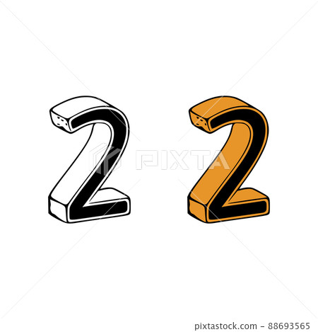 Isometric number 2 doodle vector illustration on white background. Number clip art. Isometric number 2 doodle vector illustration on white background. Number clip art. 88693565